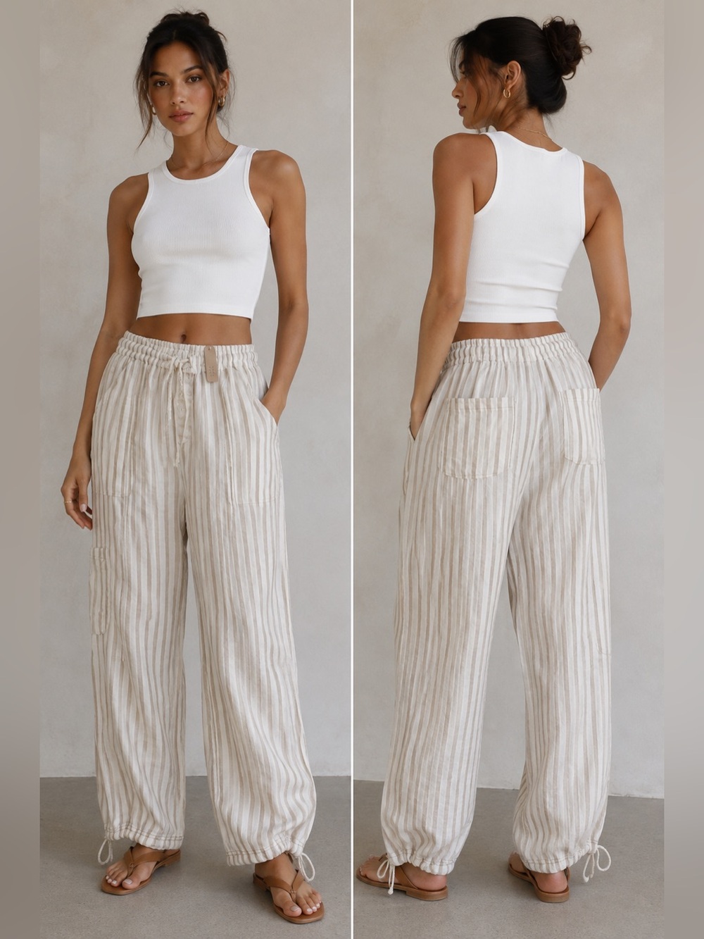 NWT Linen Blend Striped Cargo Pants | M ⭐